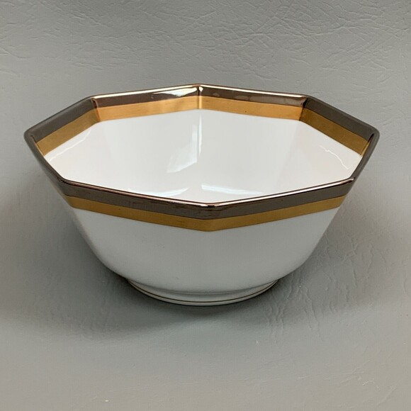 Fitz & Floyd Platine d' Or 7" Bowl Octagon Octagonal Gold Platinum - Picture 1 of 7